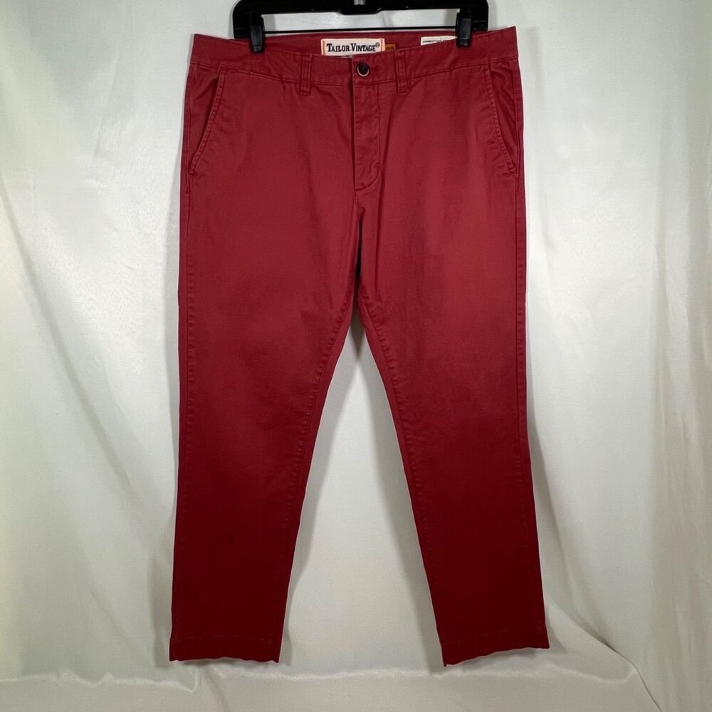 Tailor Vintage Connecticut Originals Chino Pants Men 34x30 Brick Red Classic Fit